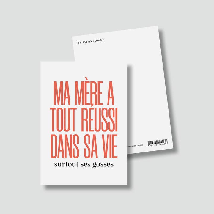 Le shop de Bulma - Wholesale Mother's Day Card - Card "Mom": My mother has succeeded in everything (with envelope)2