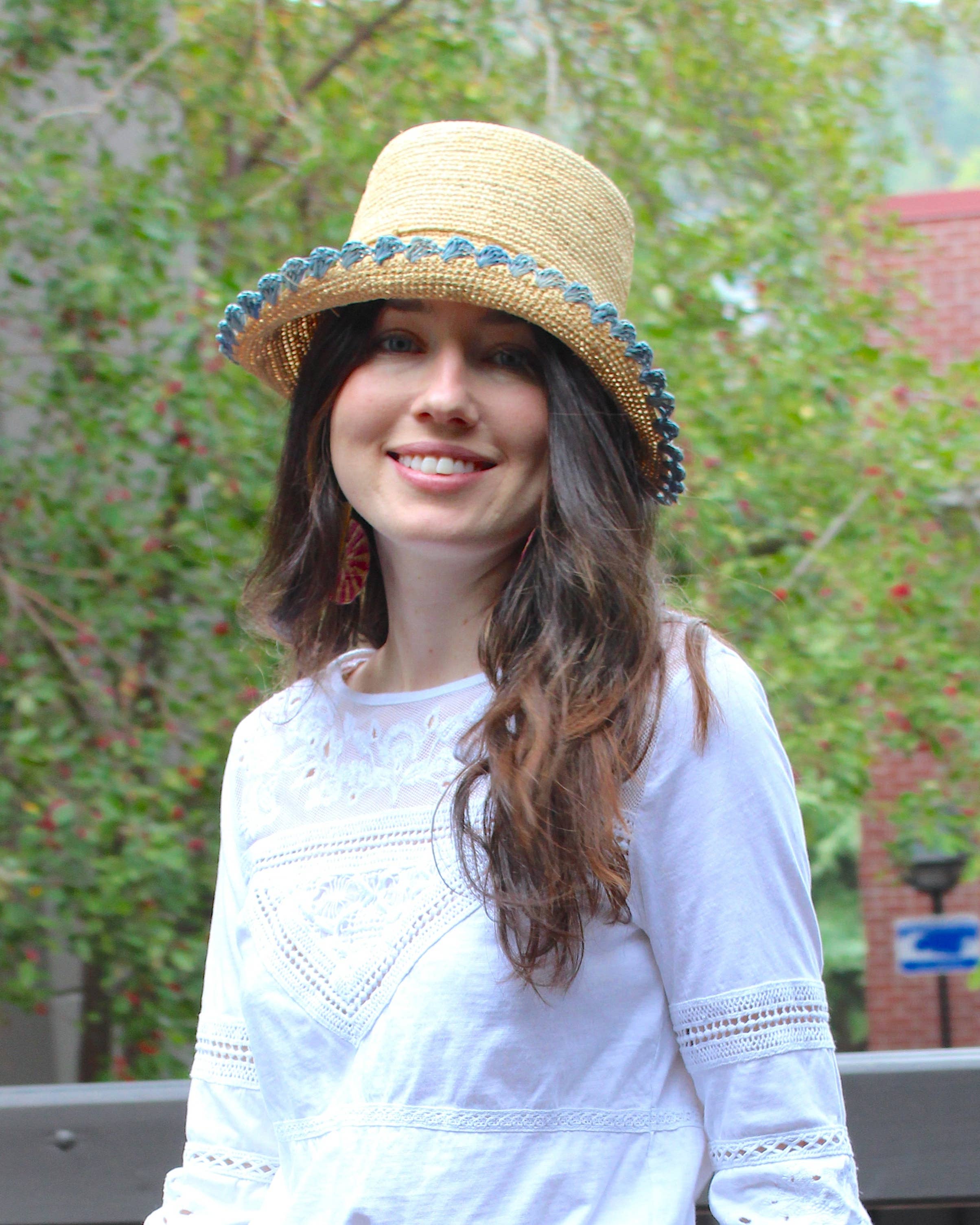 Shebobo - Wholesale Bucket Hat - Unisex - Kate 3" Brim Crochet Bucket Straw Hats with Colored Edge1