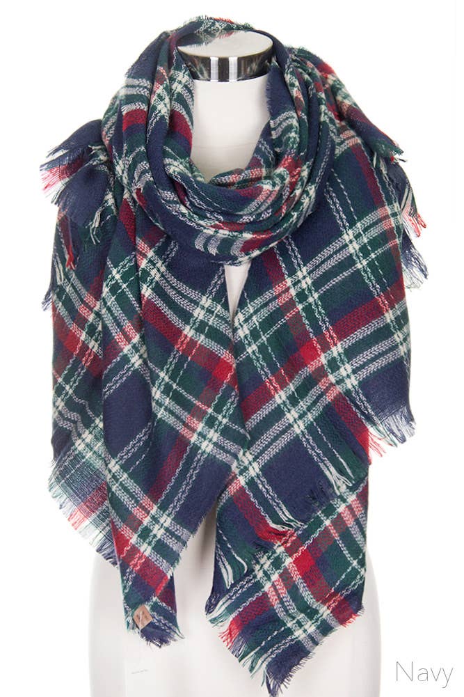 Hana - Wholesale Scarf - Women's - Oversize Plaid Blanket Scarf1
