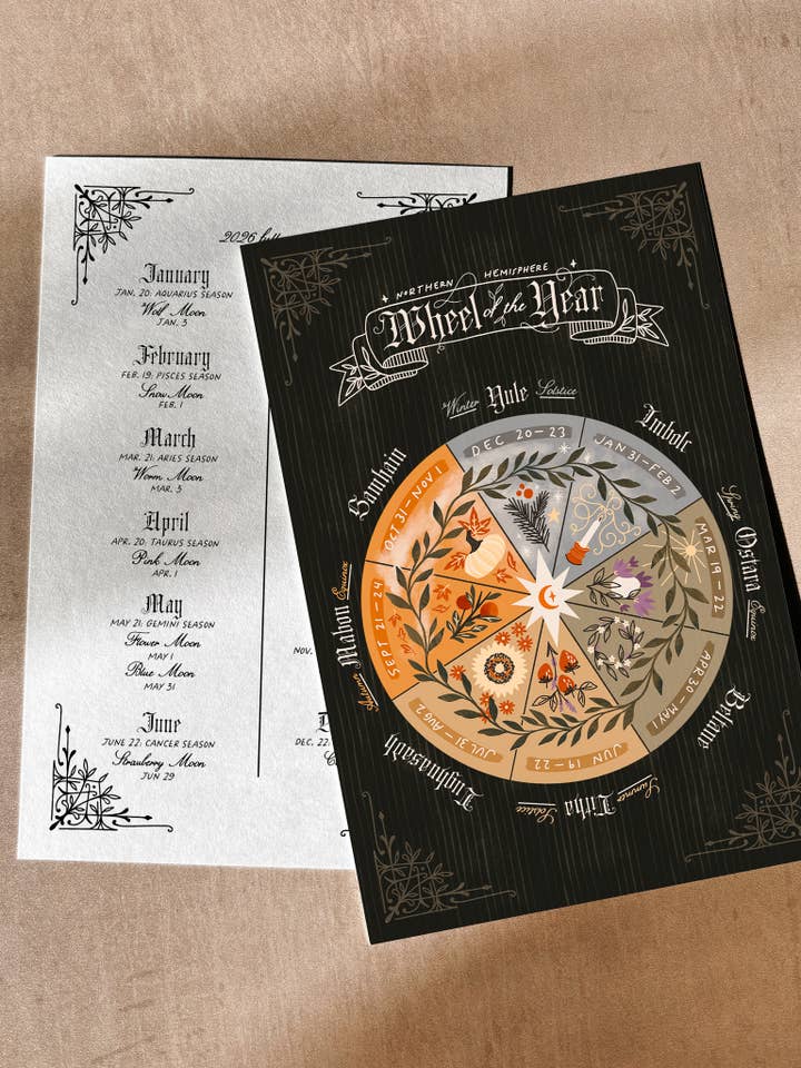 Stampa Cartolina: Ruota dell'Anno 2026, 10x15 cm per la vendita all'ingrosso da parte di Lantern Print Co.