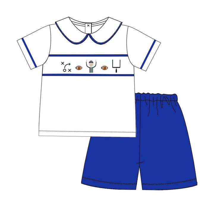 Conjunto corto oficial "Play Call" universitario azul para venta al por mayor de Little Peas