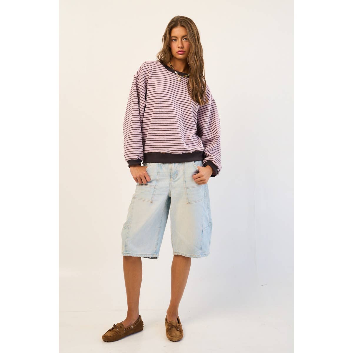 The GREii - Wholesale Sweatshirt - Women's - Relaxed Striped Pullover6