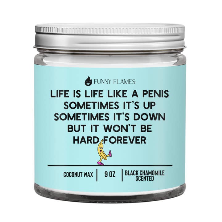 Livet er som en penis... - Sjovt bananlys til ham for engroshandel hos Funny Flames Candle Co - Les Creme