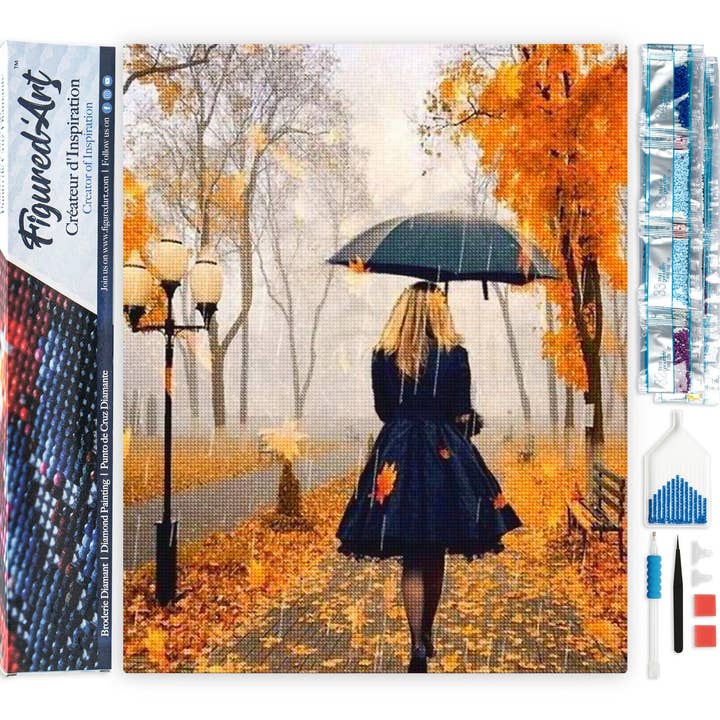 Diamantmalerei - Frau im Regen für den Großhandel von Figured'Art