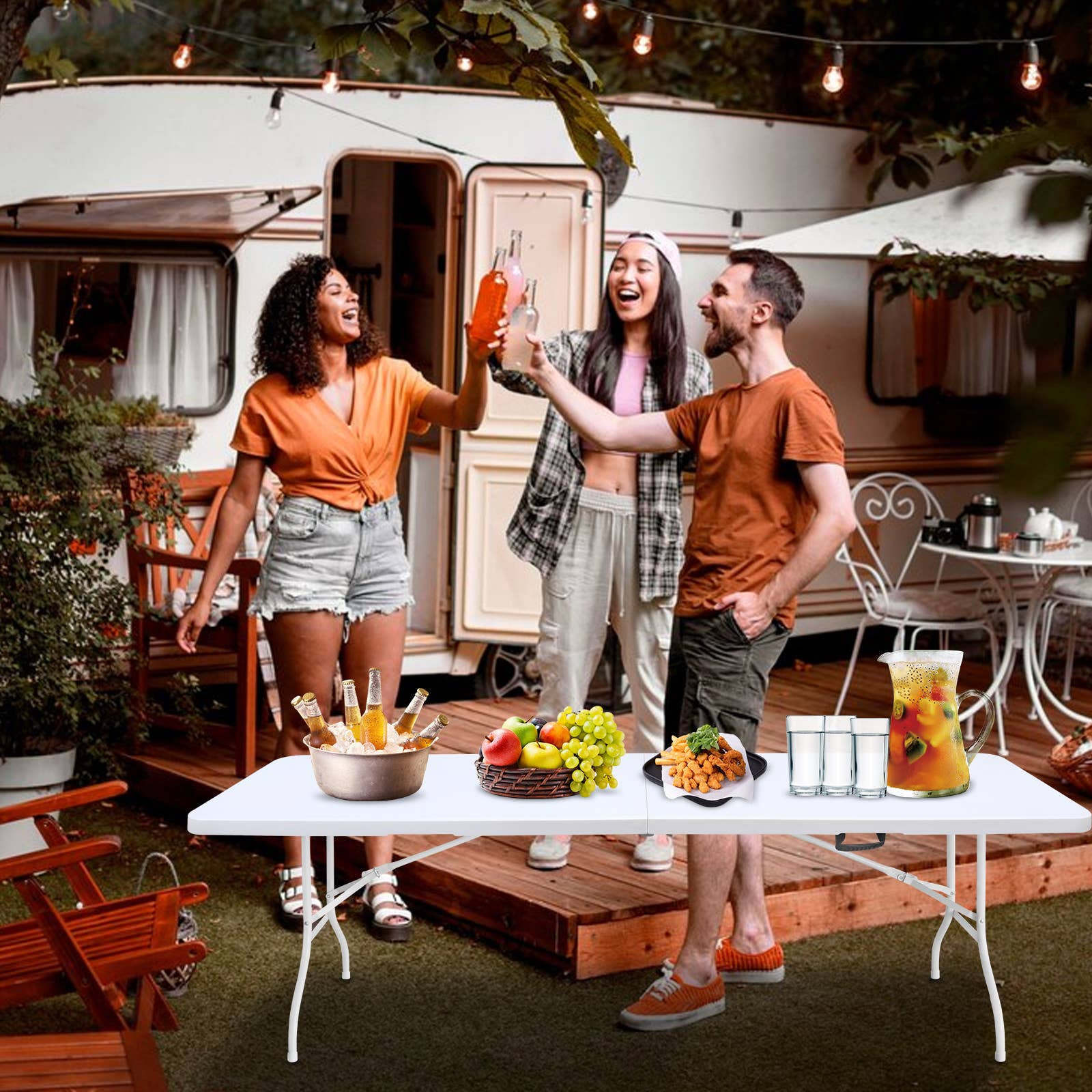 39F Inc. - Wholesale Patio Table - 4/6/8ft  Folding Table for Camping, Picnics & Parties, White19