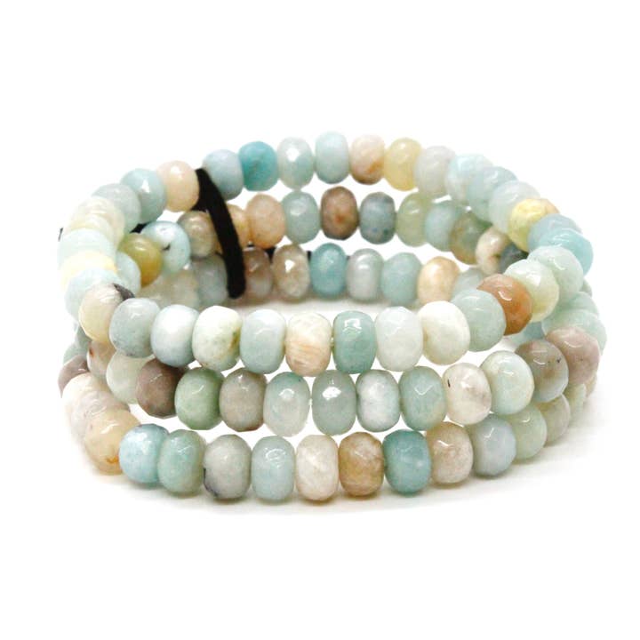 Faceted Amazonite Three Strand Bracelet -Stone Collection- BL-AZ1 for wholesale by LIZOU