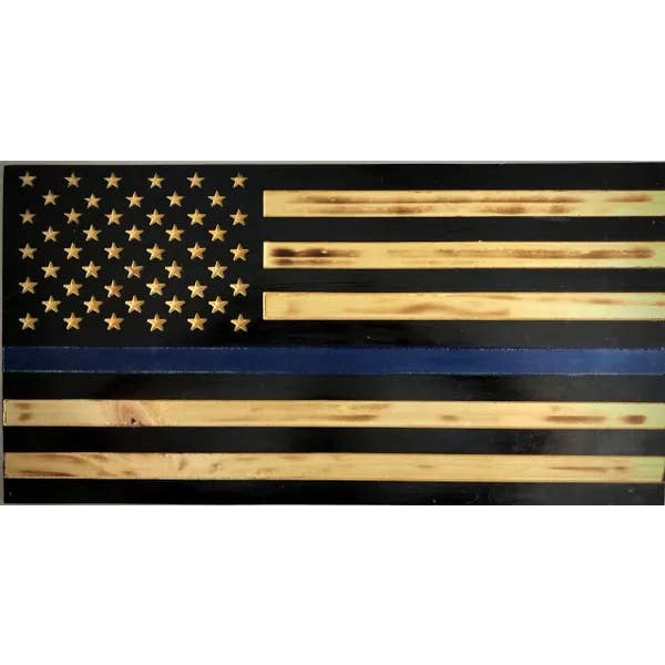 Carved American Flag Blue Line Law Enforcement for wholesale by Tango Down Designs