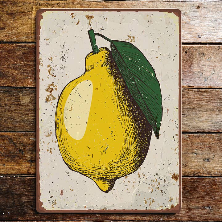 Lemon Kitchen Fruit Metal Sign Plaque for wholesale by The British Metal Signs Company