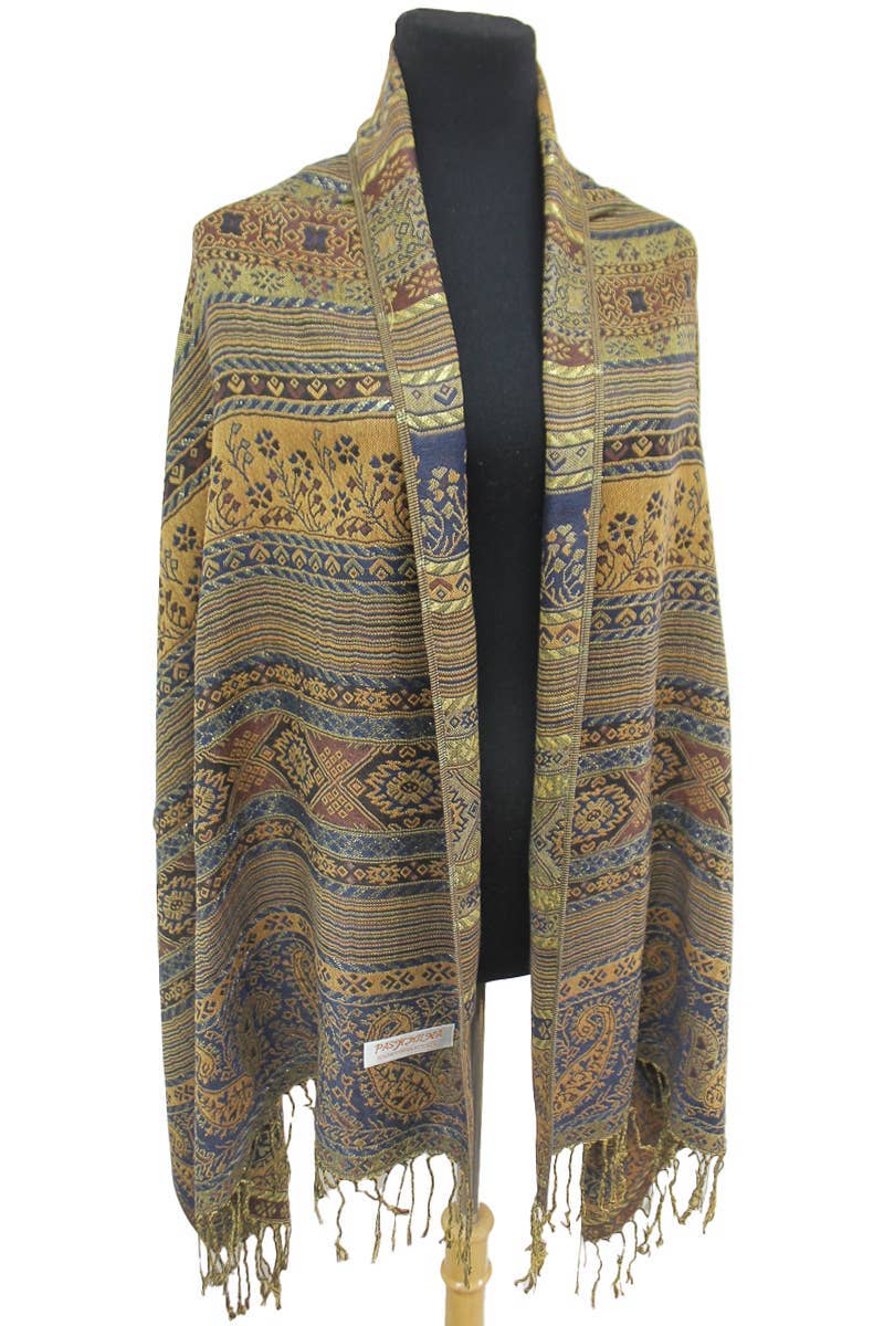 AS SHOWN Geometric Paisley Metallic Pashmina Shawl Scarf for wholesale on Faire10