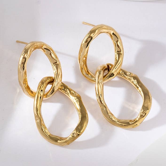 Boucles d'oreilles pendantes cercles - Blandine pour la vente par Lovelika