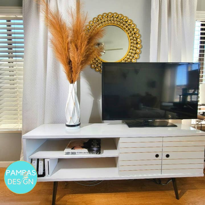 Pampas Design – Engroshandel Tørrede/pressede blomster – Hvid pampas græs kunstig imiteret 45 „høj