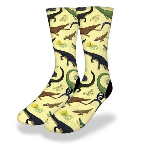 Chaussettes mignonnes pour reptiles VINTAGE CROCKS & GATORS pour la vente par Savvy Sox