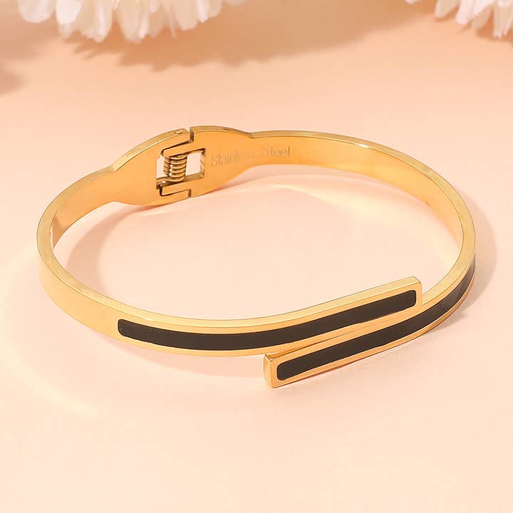 Sensibling Corp. - Wholesale Bangle Bracelet - Stainless Steel Minimalist Overlap Hinged Bangle Bracelet7