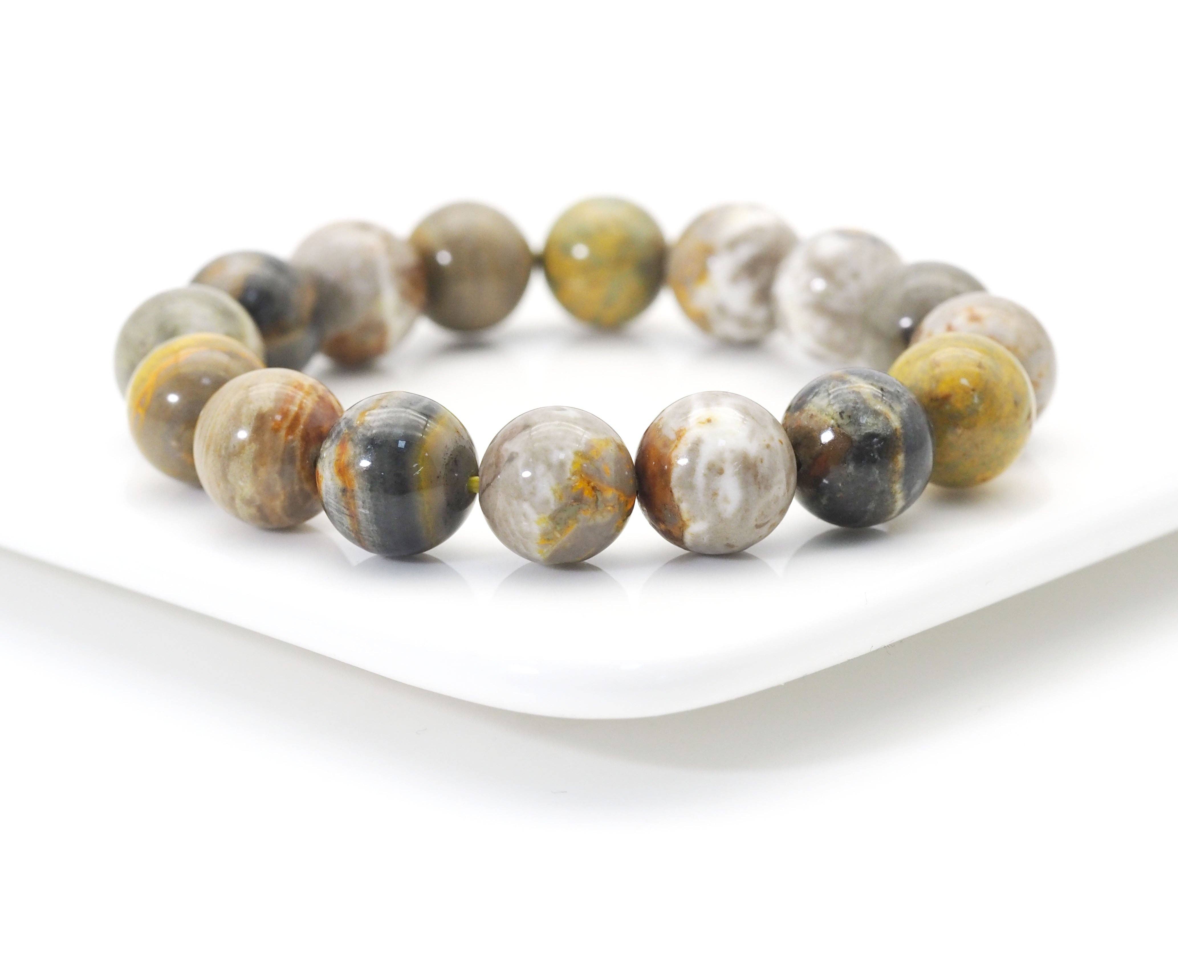 BestBeads&Beyond - Wholesale Beaded Bracelet - Genuine Bumblebee Jasper Round Smooth Elastic Bracelet, 8mm/10mm/12mm, Sku#EF2461