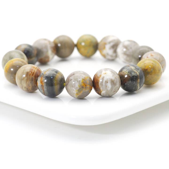 BestBeads&Beyond - Wholesale Beaded Bracelet - Genuine Bumblebee Jasper Round Smooth Elastic Bracelet, 8mm/10mm/12mm, Sku#EF2461