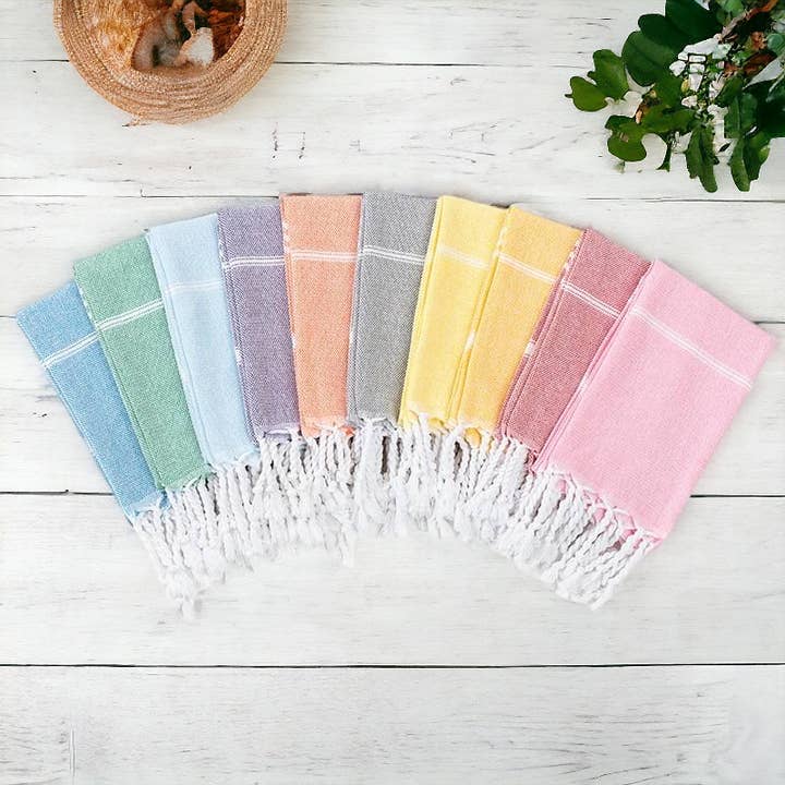 Gia Roma - Vente Essuie-mains - Serviette à main turque avec pompons, torchons de cuisine en coton coloré9
