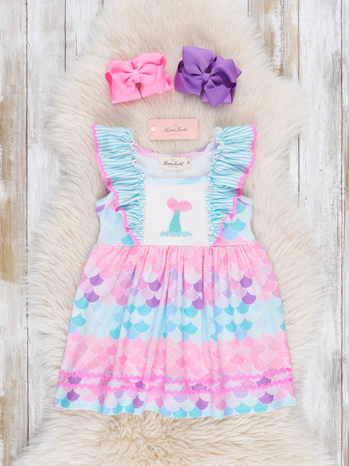 Mermaid Splash Ruffle Dress for wholesale by Marie Nicole Clothing