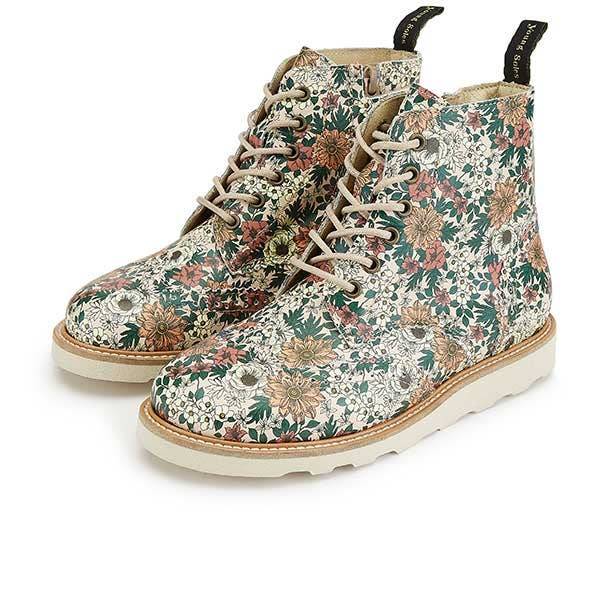 Stivale Sidney Brogue Floral in pelle rosa - BAMBINO per la vendita all'ingrosso da parte di Young Soles