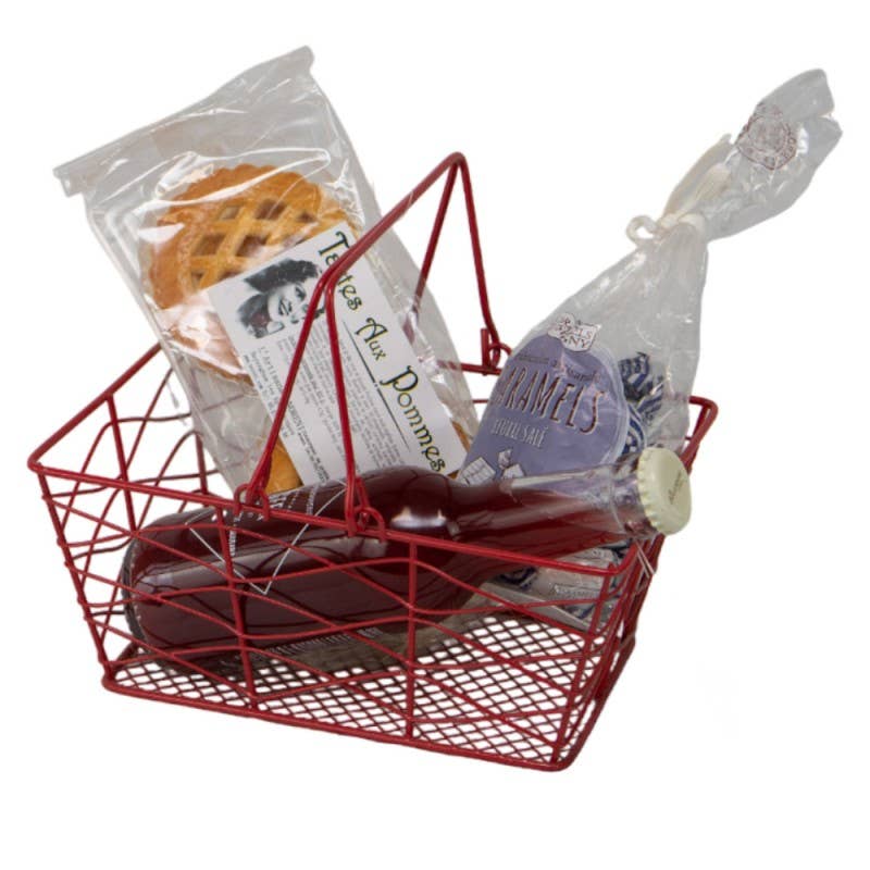 Deffrennes - Venta al por mayor Cestas - Cesta metálica roja con 2 asas plegables1