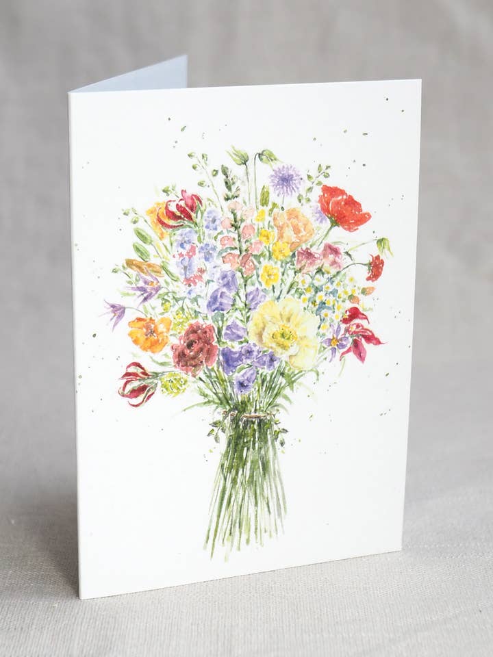 Wenskaart met bloemenboeket in aquarel voor wholesale door Jona Art