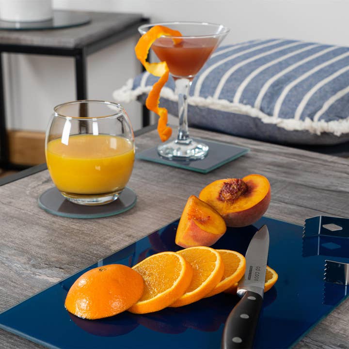 Rinkit Ltd - Wholesale Cutting Board - Harbour Housewares Glass Worktop Saver - Blue - 30 x 20cm3