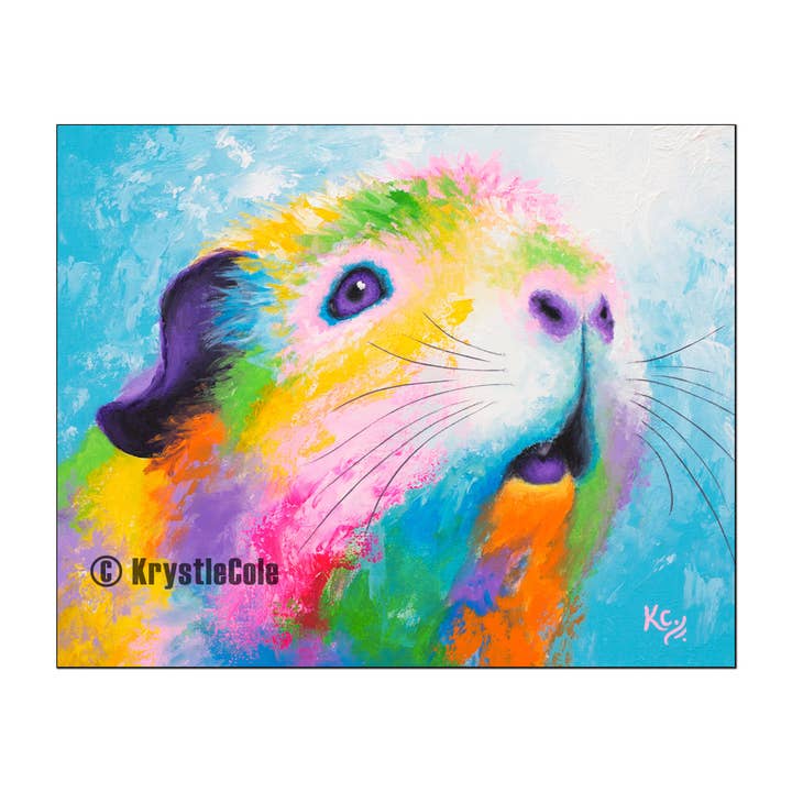 Krystle Cole Fine Art - Wholesale Kunstprint - Cavia Art Print van kleurrijke schilderkunst door Krystle Cole