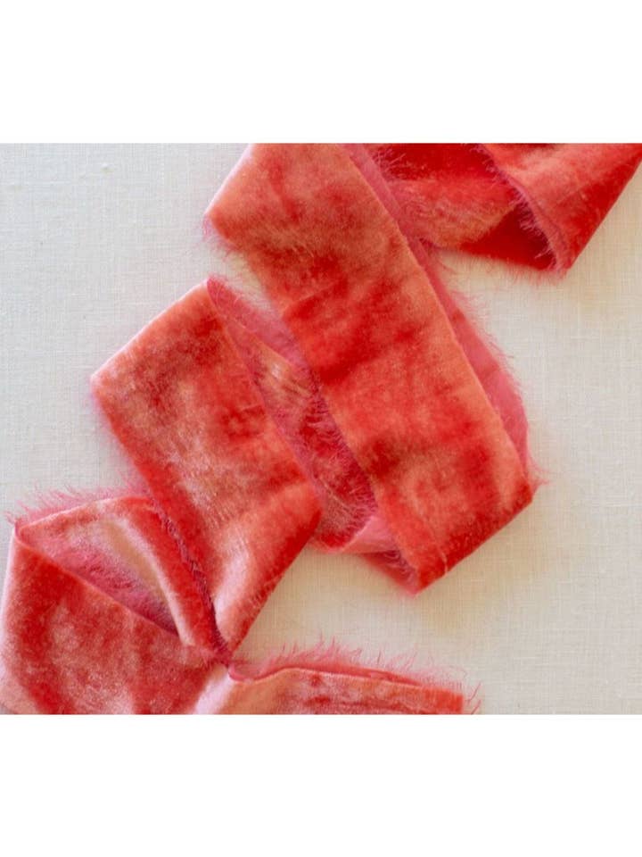 Coral Silk Velvet Ribbon for wholesale by Amore Society