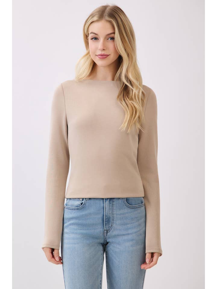 Final Touch - Wholesale Knit Top - Women's - Double Layer Boat Neck Long Sleeve Top - VT3153414