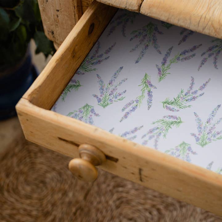 SUFFOLK LAVENDER SCENTED Drawer Liners in a Floral Design for wholesale by The Master Herbalist