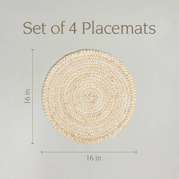 Rustic Round Woven Placemats – Black & Natural – Set of 4 for wholesale on Faire4