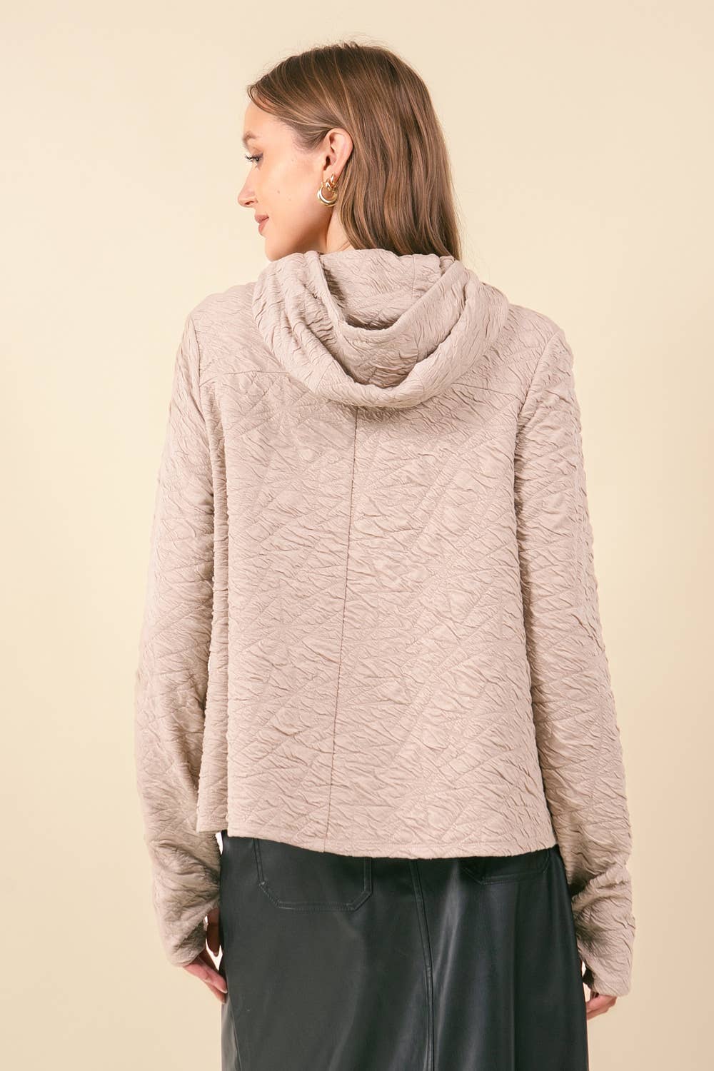 Doe and Rae - Vente Sweat-shirt – femme - Haut à capuche fluide en tricot texturé Embo avec trou pour le pouce - 44825T3