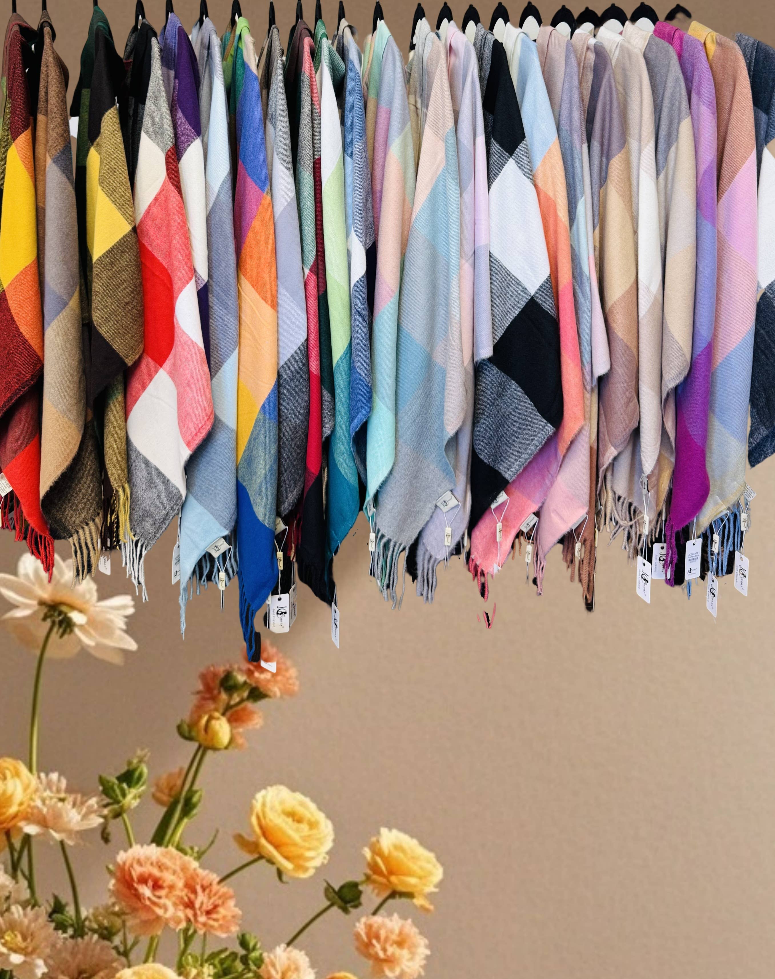 JC Sunny Fashion – Wrap - Mulher por atacado – 23 Cores! Manta Envolvente de Blocos de Cor Mais Suave que Caxemira25