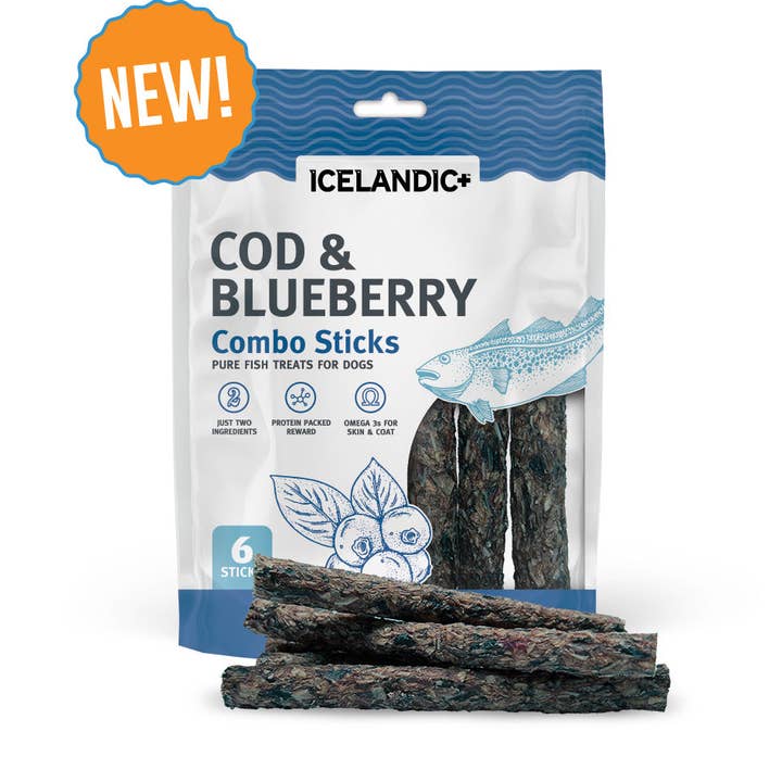 Icelandic+ - Wholesale Pet Treats - Dog - Cod & Blueberry Combo Sticks For Dogs0