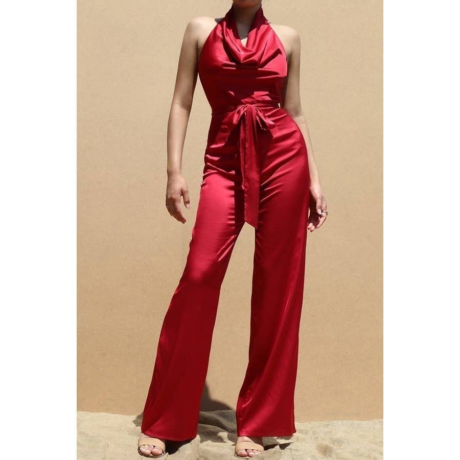 Esmeray Clothing - Vente Combinaison – femme - Combinaison élégante à col nu avec ceinture élégante3