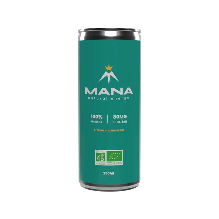 MANA Organic - Vente Boisson sportive et énergisante - MANA Natural Energy | Citron & Gingembre | 250 ml