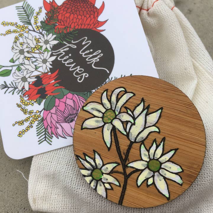 Milk Thieves - Wholesale Brooch - Floral Brooch - Flannel Flower2