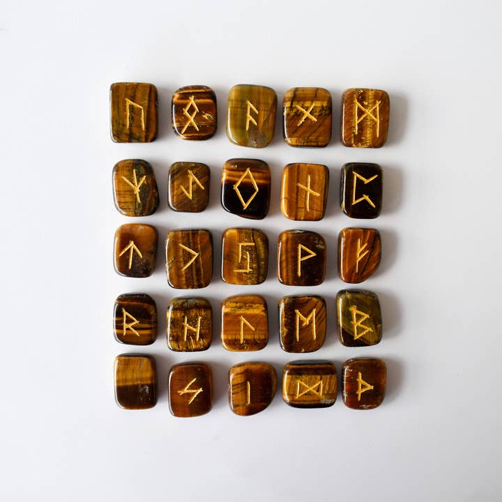 Soothing Crystals - Wholesale Spiritual Stone/Crystal - Futhark Rune Set | Tiger Eye | Rune Stones | Runic Crystals