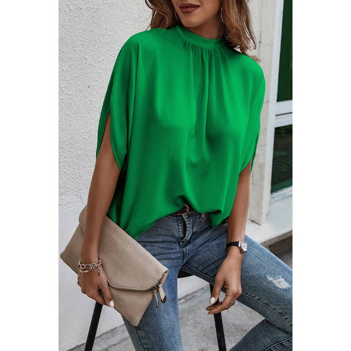 Supreme Fashion - Wholesale Blouse - Women's - Solid Cape Short Sleeve Loose Top