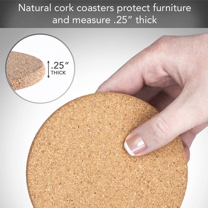 Conimar Promotions - Wholesale Coasters - CLOSEOUT-"Loops" Single Thick Round Cork Coaster4
