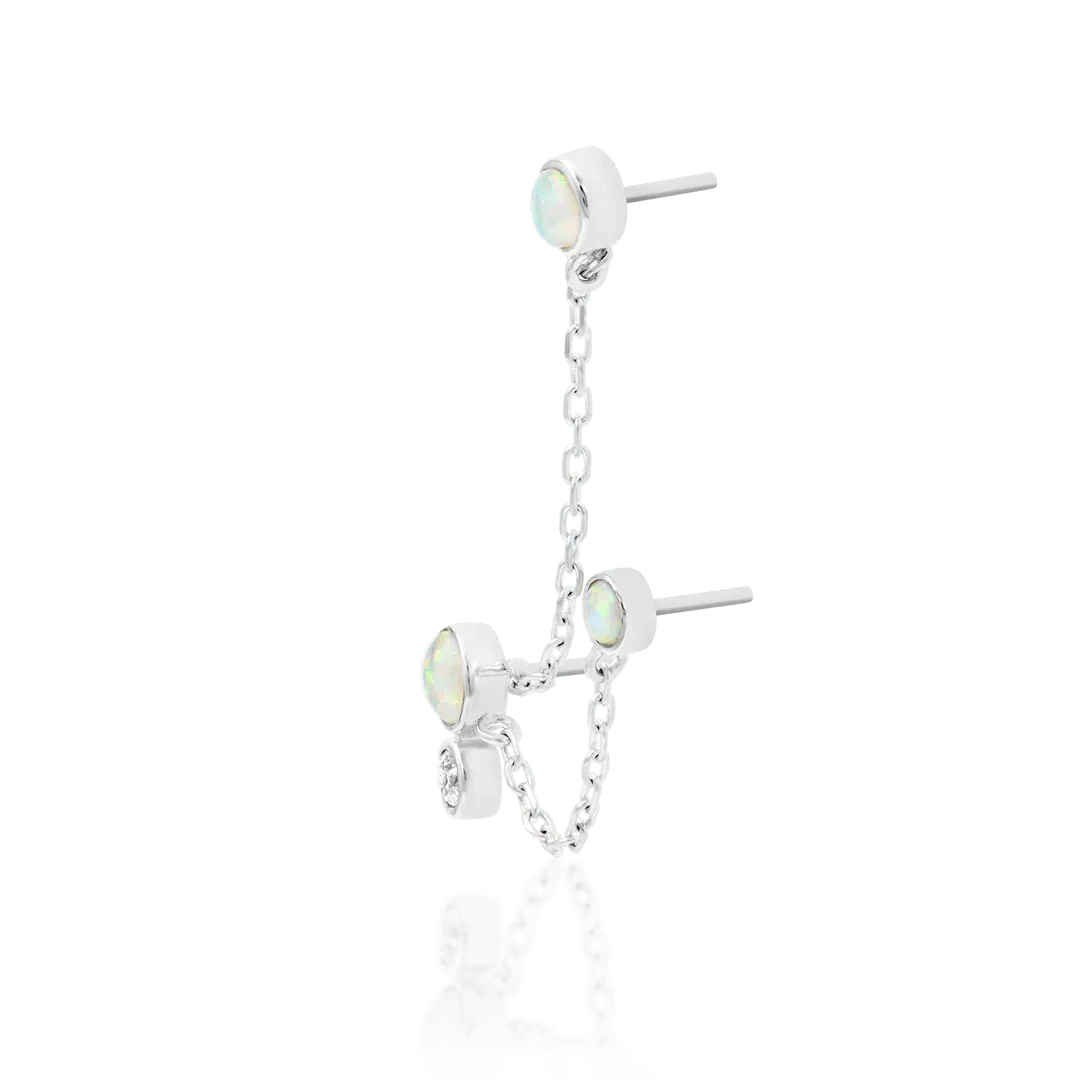 Piercing-zone - Wholesale Single Earring - Mei Chains – 14K Gold, Opal & CZ Threadless End7