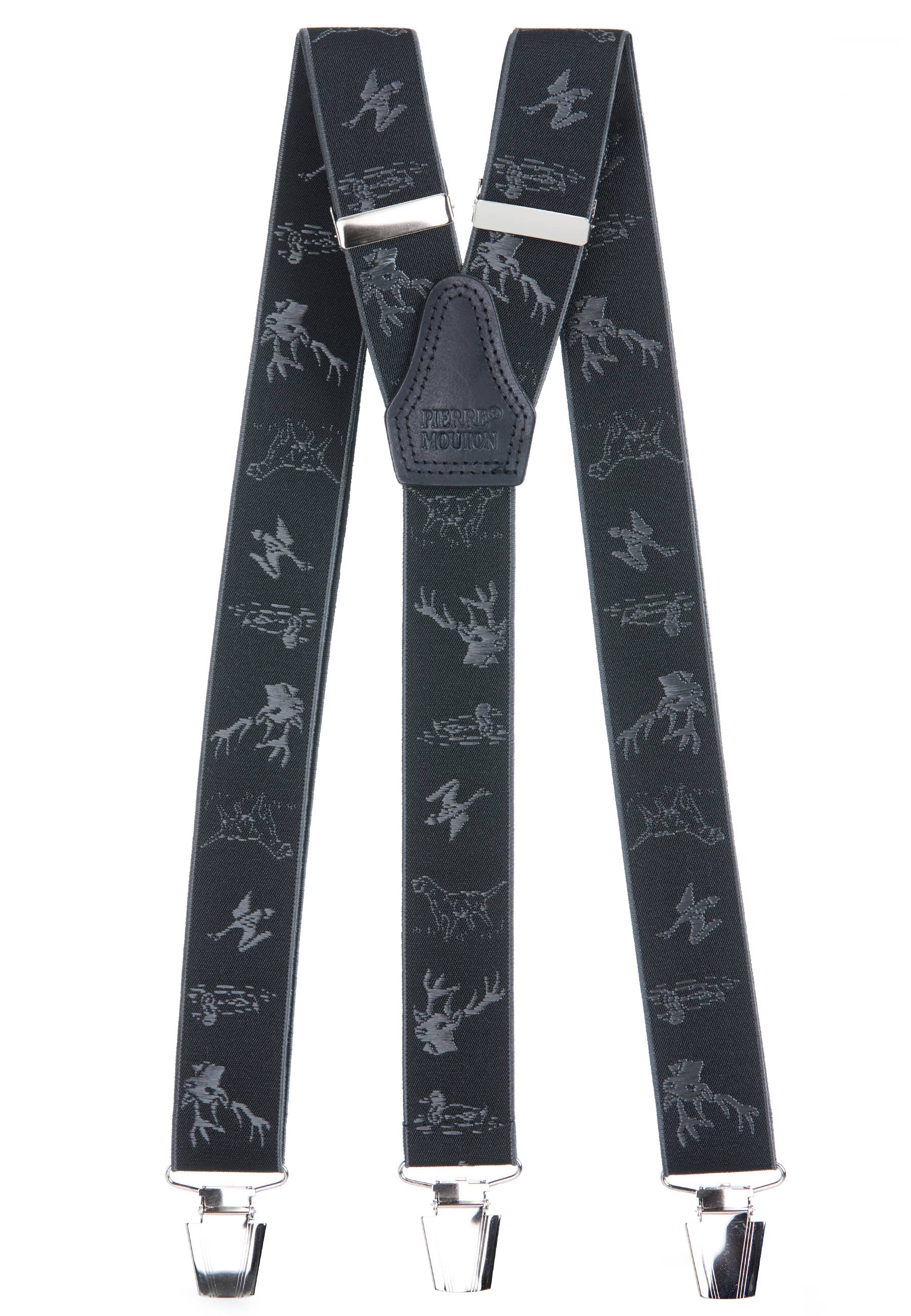 Pierre Mouton - Vente Ceinture – unisexe - Bretelles de chasse noires 3 agrafes/140 cm | Fait main0