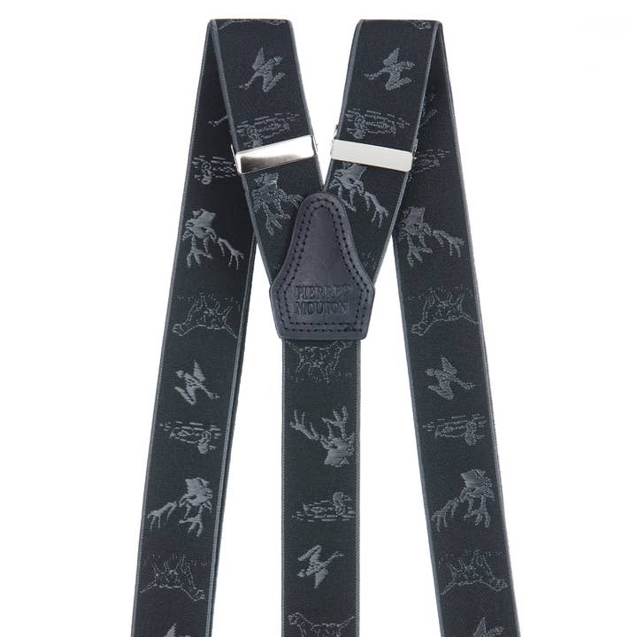 Pierre Mouton - Wholesale Belt - Unisex - Black Hunting Braces 3 clips/140 cm | Handmade0