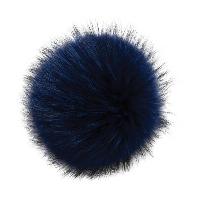 Real Raccoon Fur Pom Pom - Navy for wholesale by Lindo F