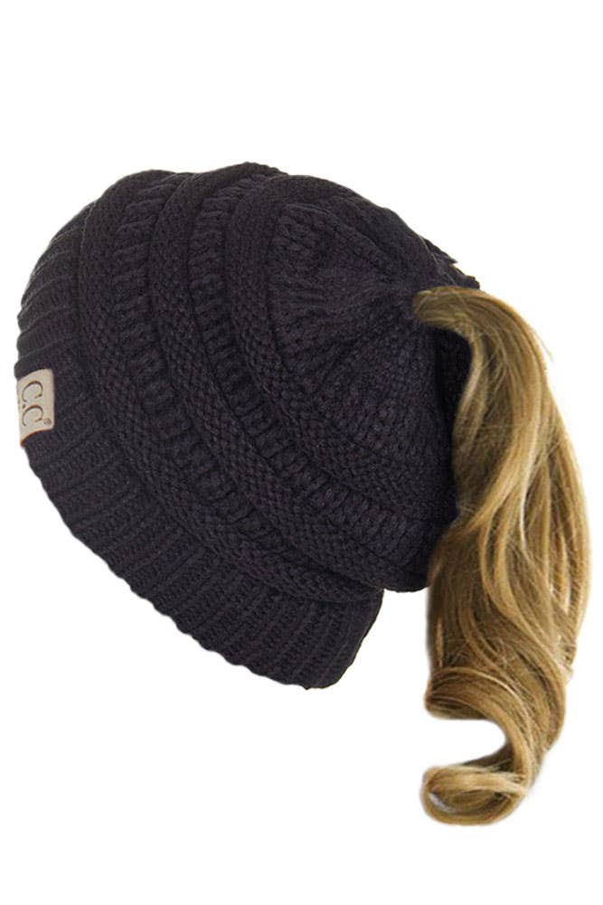 Hana - Wholesale Beanie - Kids - C.C Kids Solid Ponytail Beanie0