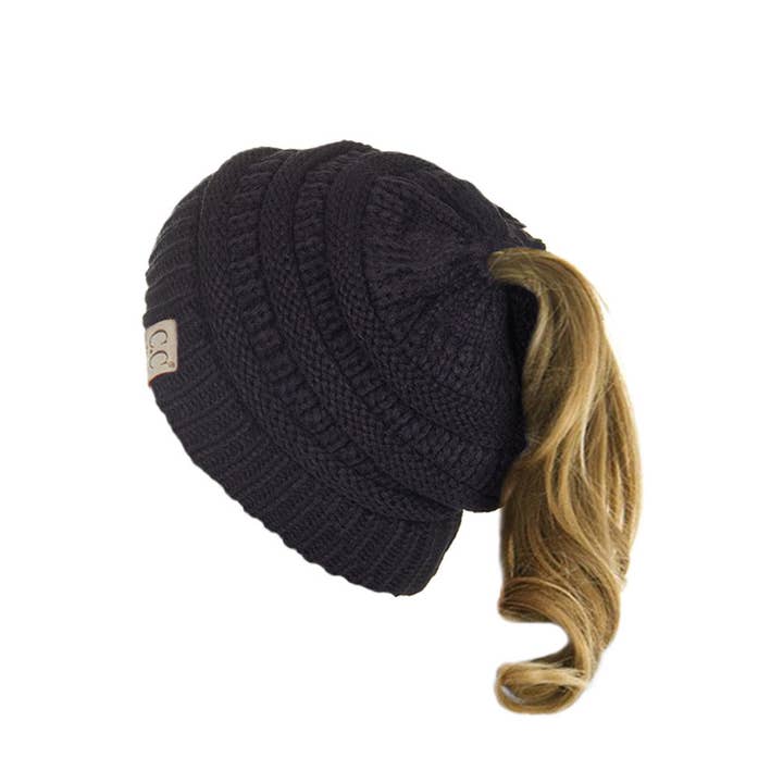 Hana - Wholesale Beanie - Kids - C.C Kids Solid Ponytail Beanie