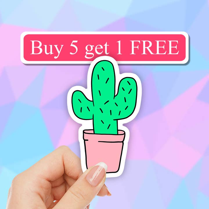 Cute Cactus Sticker, plant mom, plant shop, flower, succulet for wholesale by Neya Sticker Shop