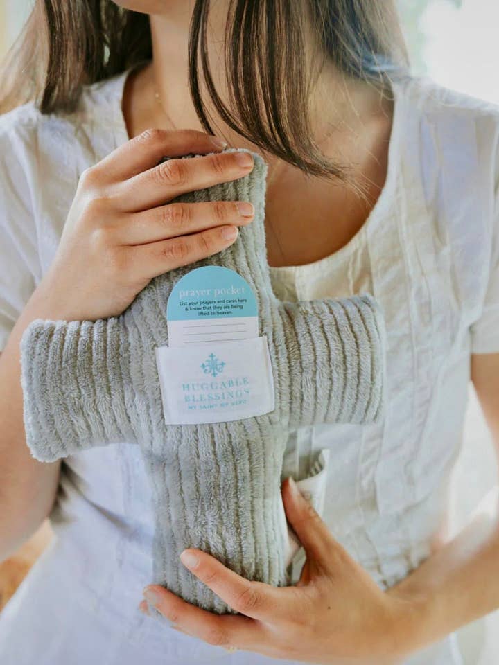 Huggable Cross Prayer Pillow (Grey) for wholesale by Nizhonitradersllc