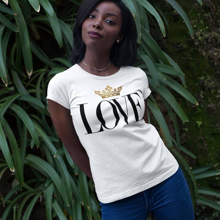 Gold Love White T-Shirts for wholesale by Paapaiii