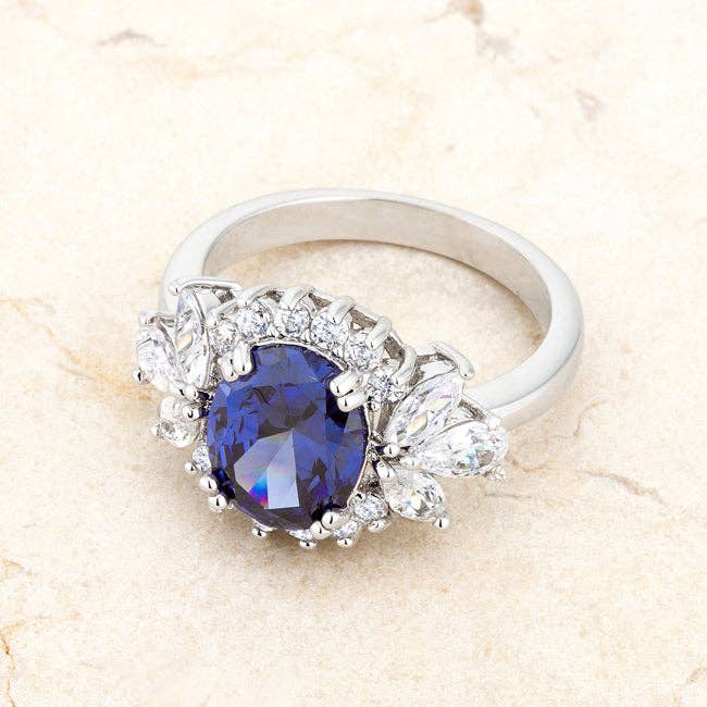 JGoodin - Wholesale Cocktail/Statement Ring - Krizia 4.2ct Tanzanite CZ Rhodium Classic Ring4