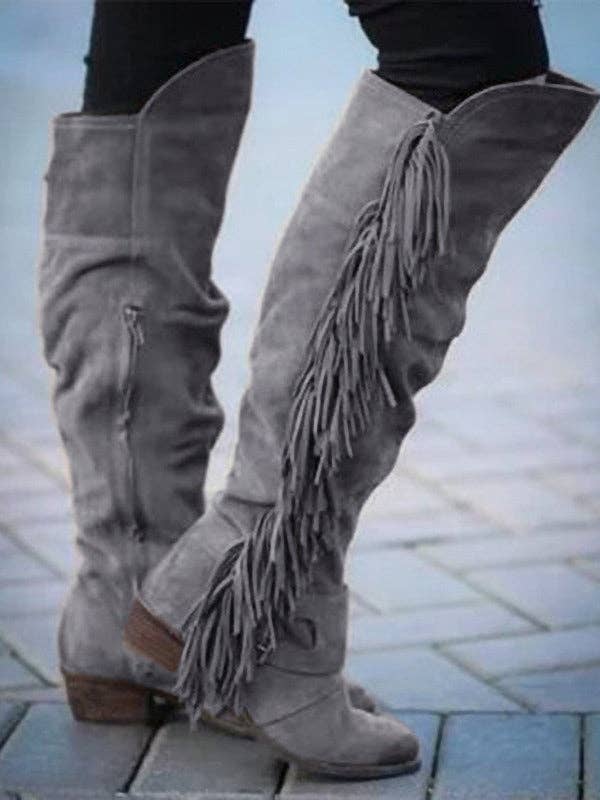 kycozy – wholesale Boots – Women’s – Solid Tasseled Over-The-Knee Boots4